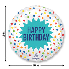 Colorful Dots & Stars Happy Birthday Foil Balloon