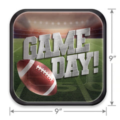 Go Fight Win Football Square Paper Plates, 18-Pack