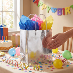 Silver Cube Kraft Gift Bag - Pack of 12