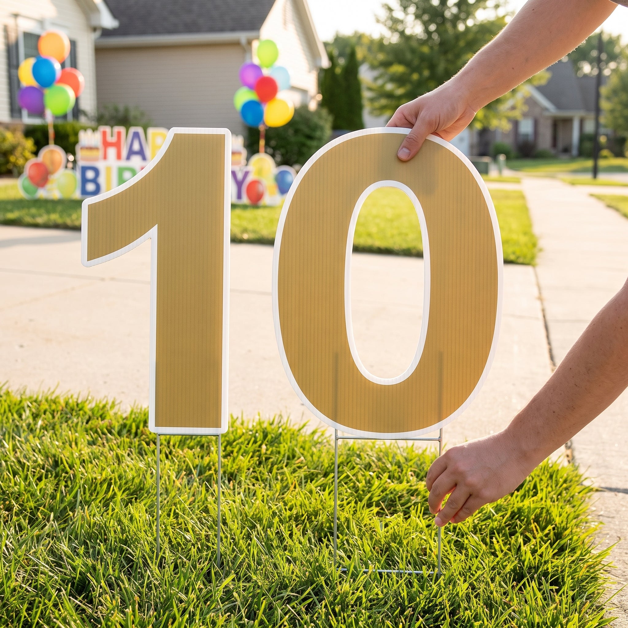 Gold Number 0 Yard Sign for Celebrations