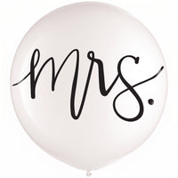 Elegant "Mrs." Wedding Latex Balloon, 24-Inch - White/Black