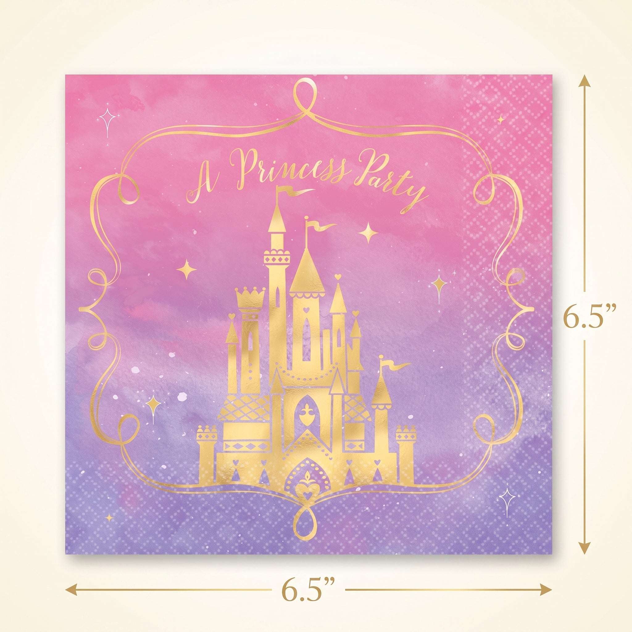Disney Princess "A Princess Party" Lunch Napkins - 6.5 In. x 6.5 In. - 16 Pack