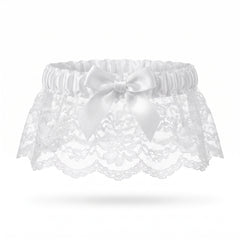 Elegant White Lace Wedding Garter with Satin Bow