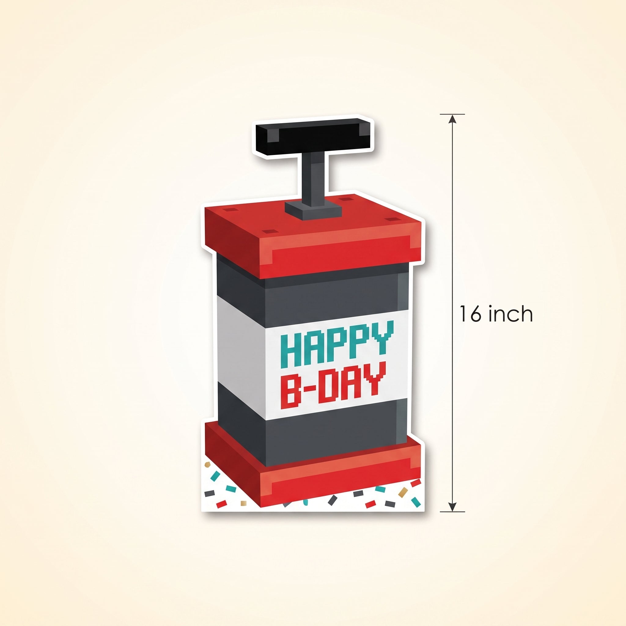 Pixel Party "Happy B-Day" Jumbo Confetti Cutout Decor, 16-Inch