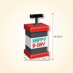 Pixel Party "Happy B-Day" Jumbo Confetti Cutout Decor, 16-Inch