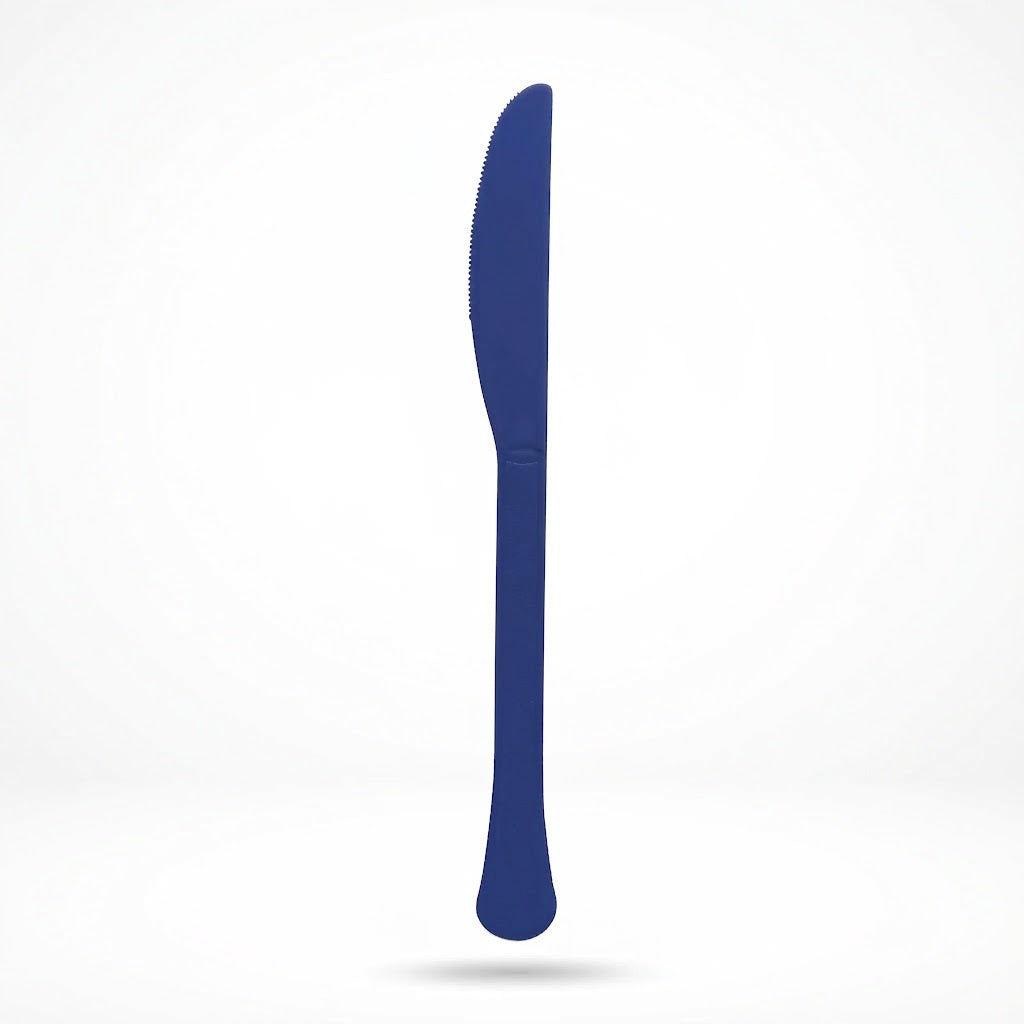 True Navy Heavy Duty Plastic Knives - Solid Color Collection - 7.5 in.
