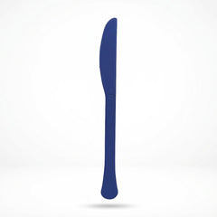 True Navy Heavy Duty Plastic Knives - Solid Color Collection - 7.5 in.