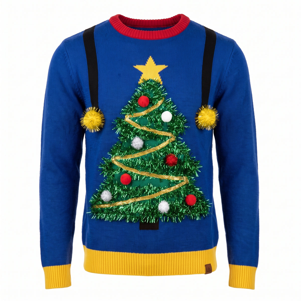 Men's Ugly Christmas Tree Sweater - Blue, L/XL