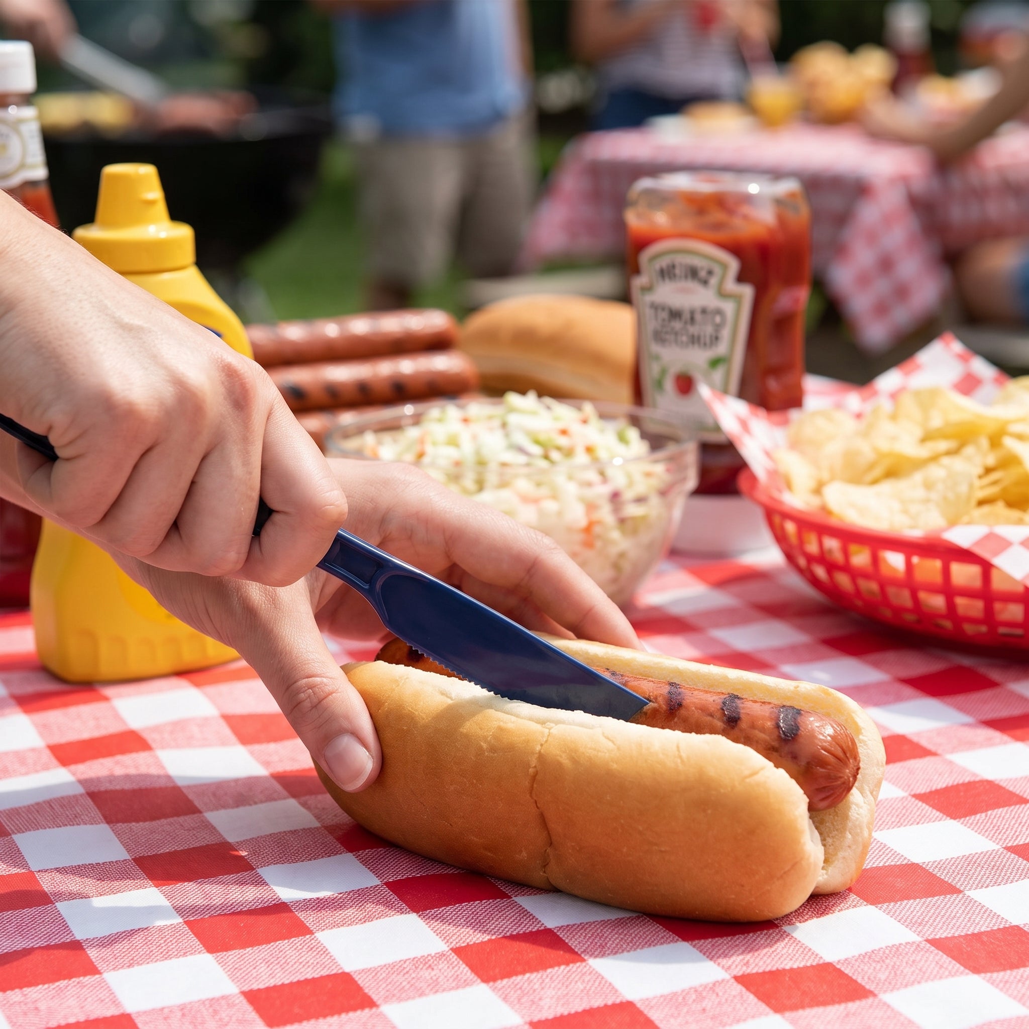 Navy Blue Economy Plastic Knives - 7.5 in.