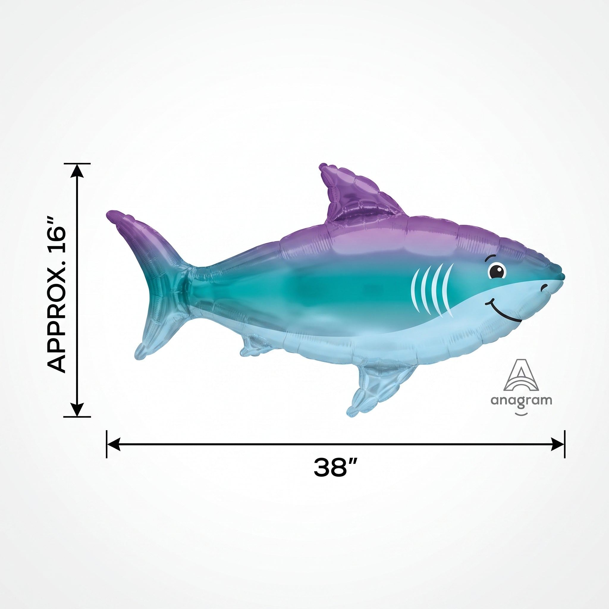 Metallic Ombre Shark Shape Balloon