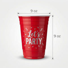 Let's Party Reusable Red Plastic Tumbler Cups, 9oz, 30-Pack