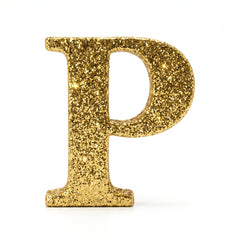 Glitter Gold Letter "P" Decorative Standing Sign