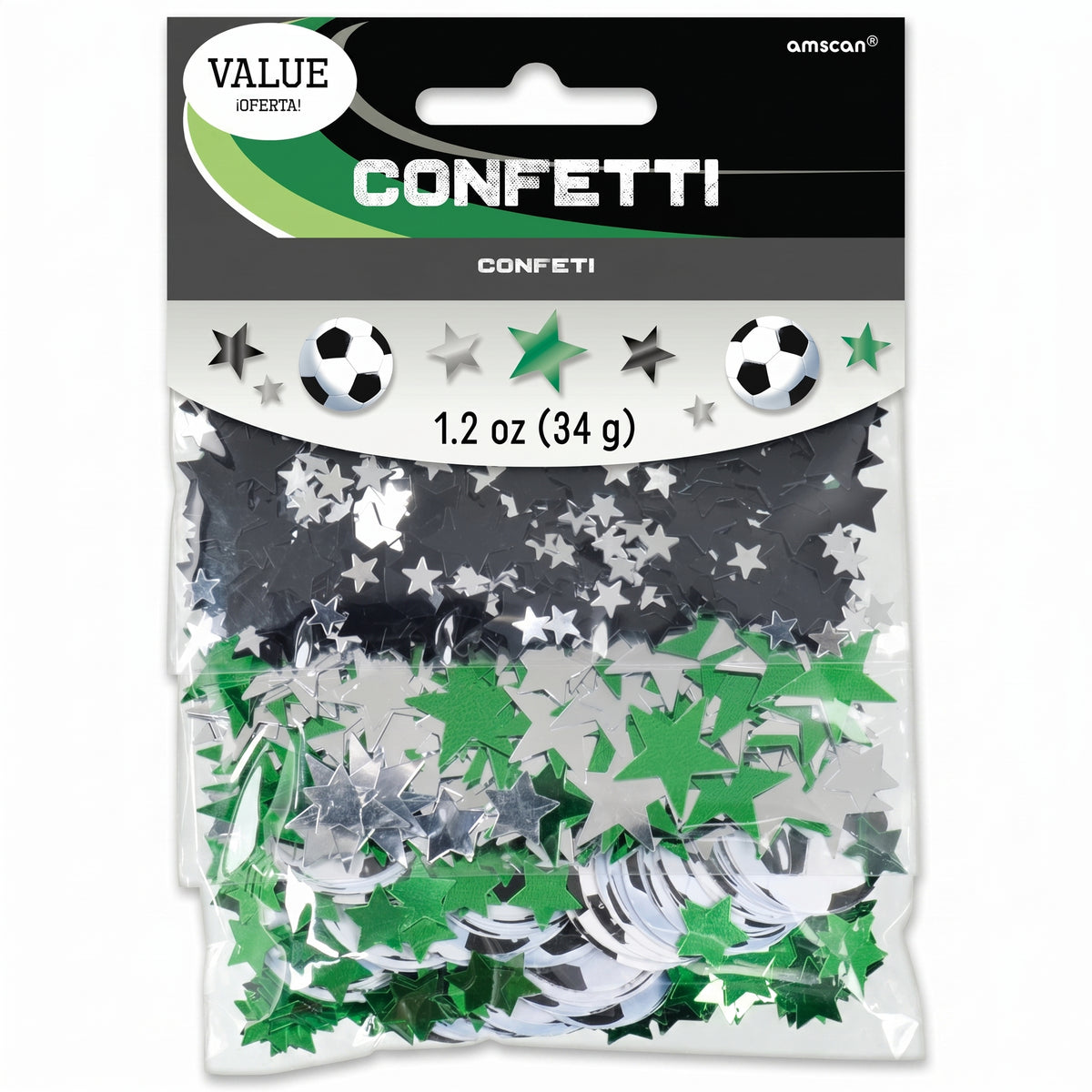 Soccer & Stars Confetti Pack - Sports Party Decoration, 1.2 oz
