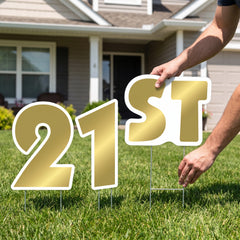 Gold "ST" Yard Sign for Birthdays