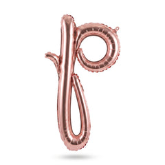 Rose Gold Script Letter "P" Foil Balloon - 8-Inch Air-Filled Decor