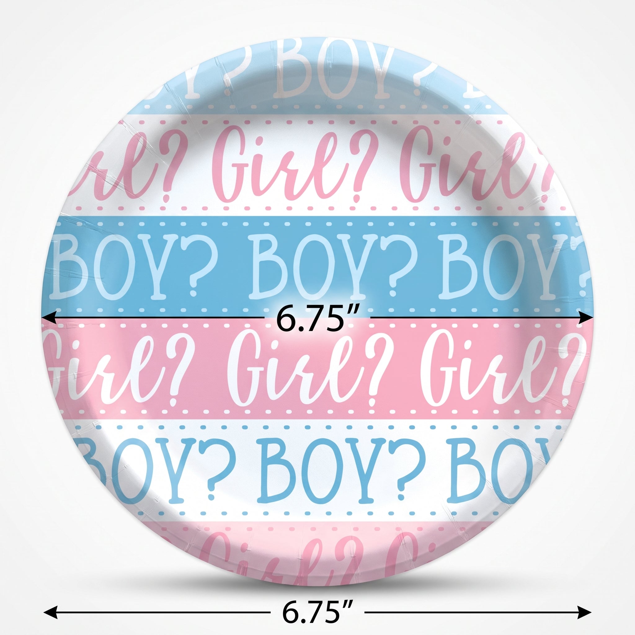 Gender Reveal Party Plates - 6.75" Pink & Blue Design