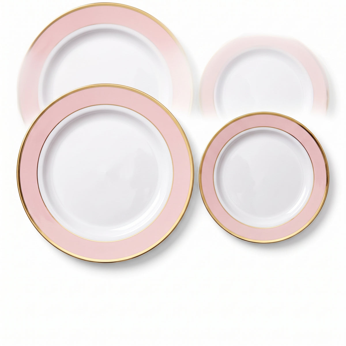Elegant Pink & Gold Bordered Plastic Plate Set - 20 Pack