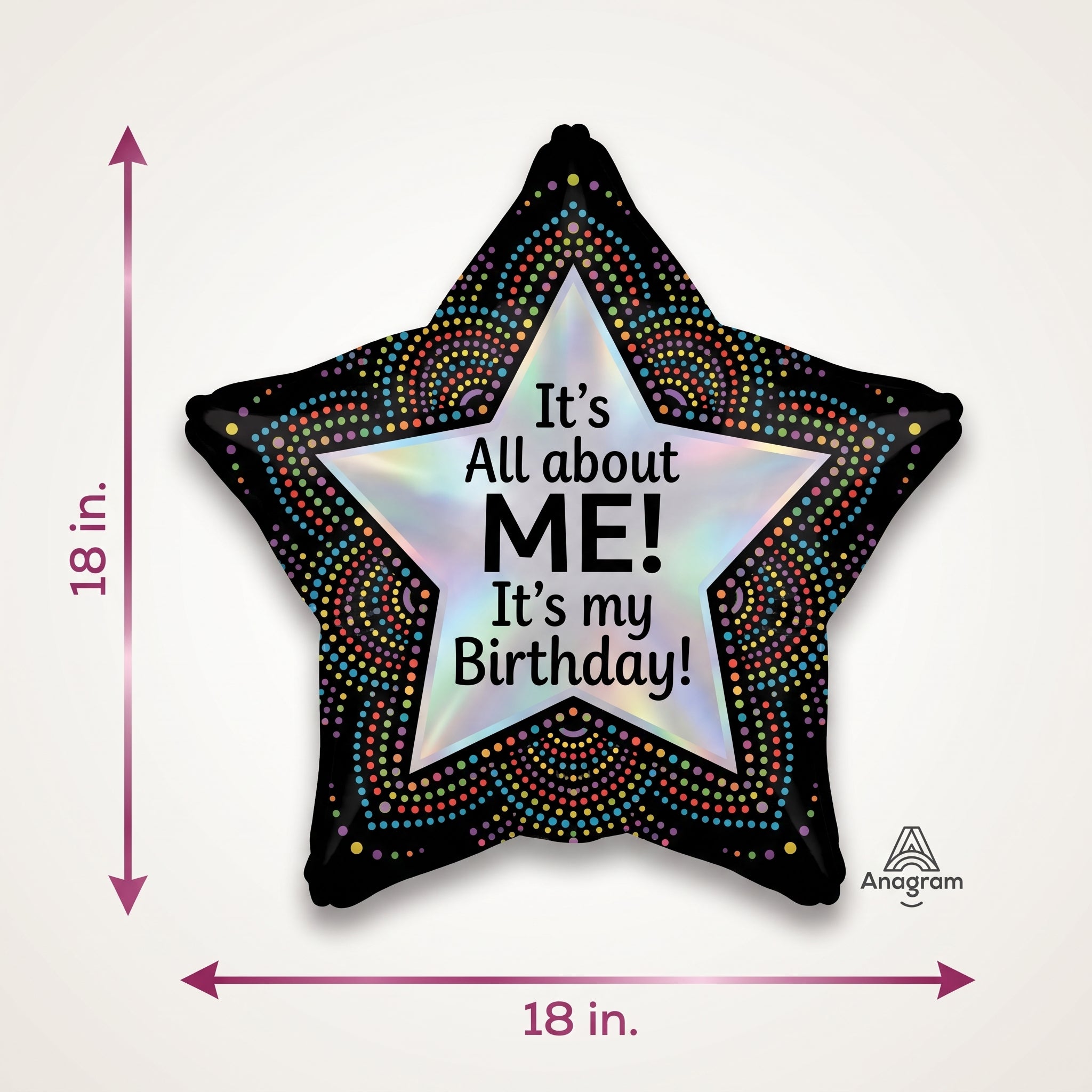 Star-Shaped Foil Balloon - It's All About Me Birthday
