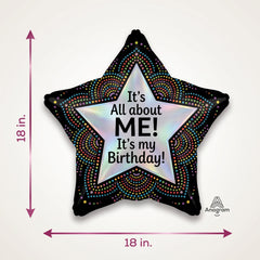 Star-Shaped Foil Balloon - It's All About Me Birthday