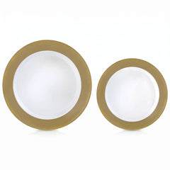 Elegant Gold Bordered Multipack Premium Plastic Plates, 20-Pack