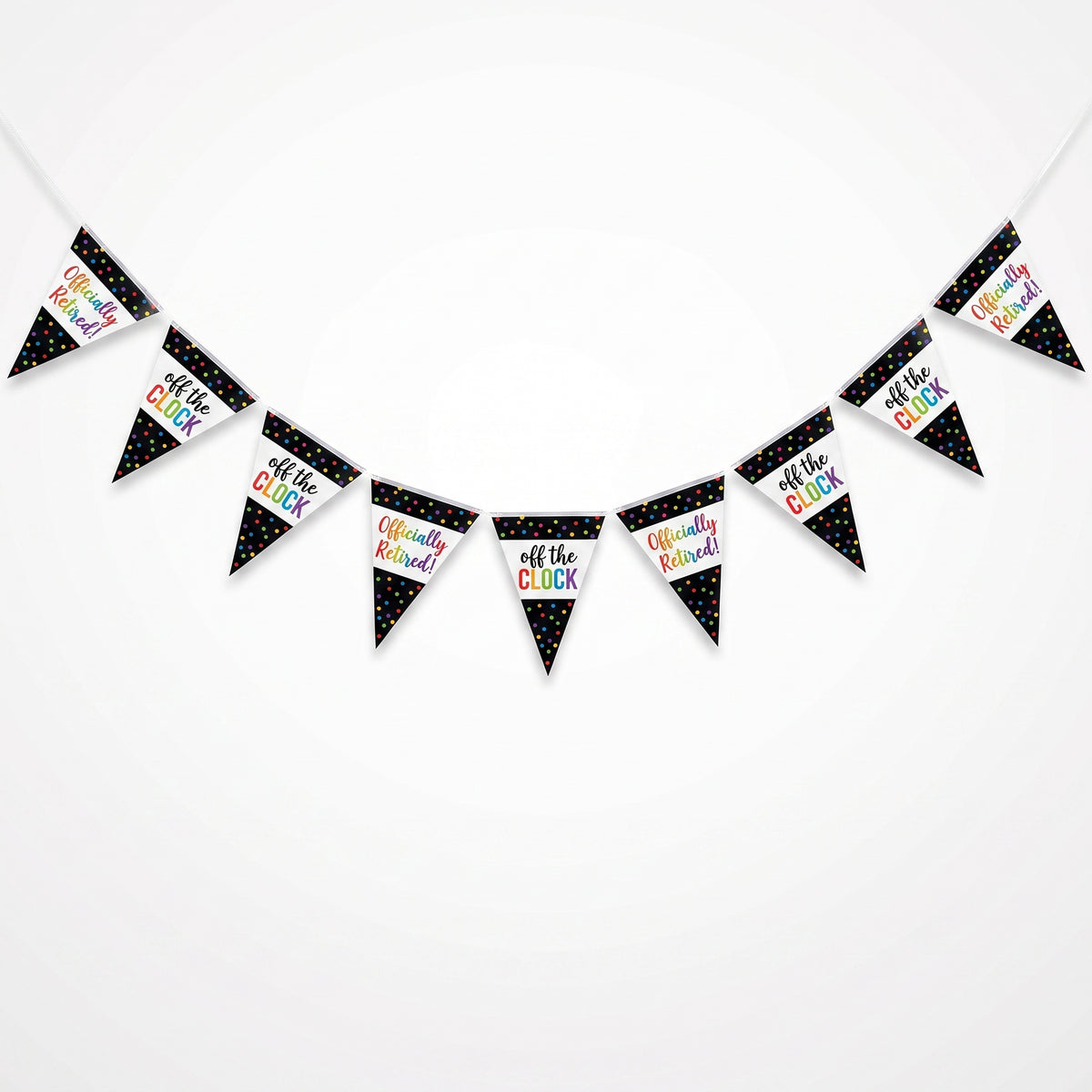 "Off The Clock" Retirement Pennant Banner, 15-ft