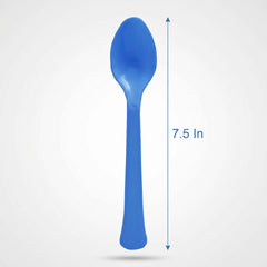 Bright Royal Blue Plastic Spoon - 7.5 in.