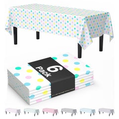 Pastel Polka Dot Plastic Table Covers | 6 Pack | 54 in. x 108 in.