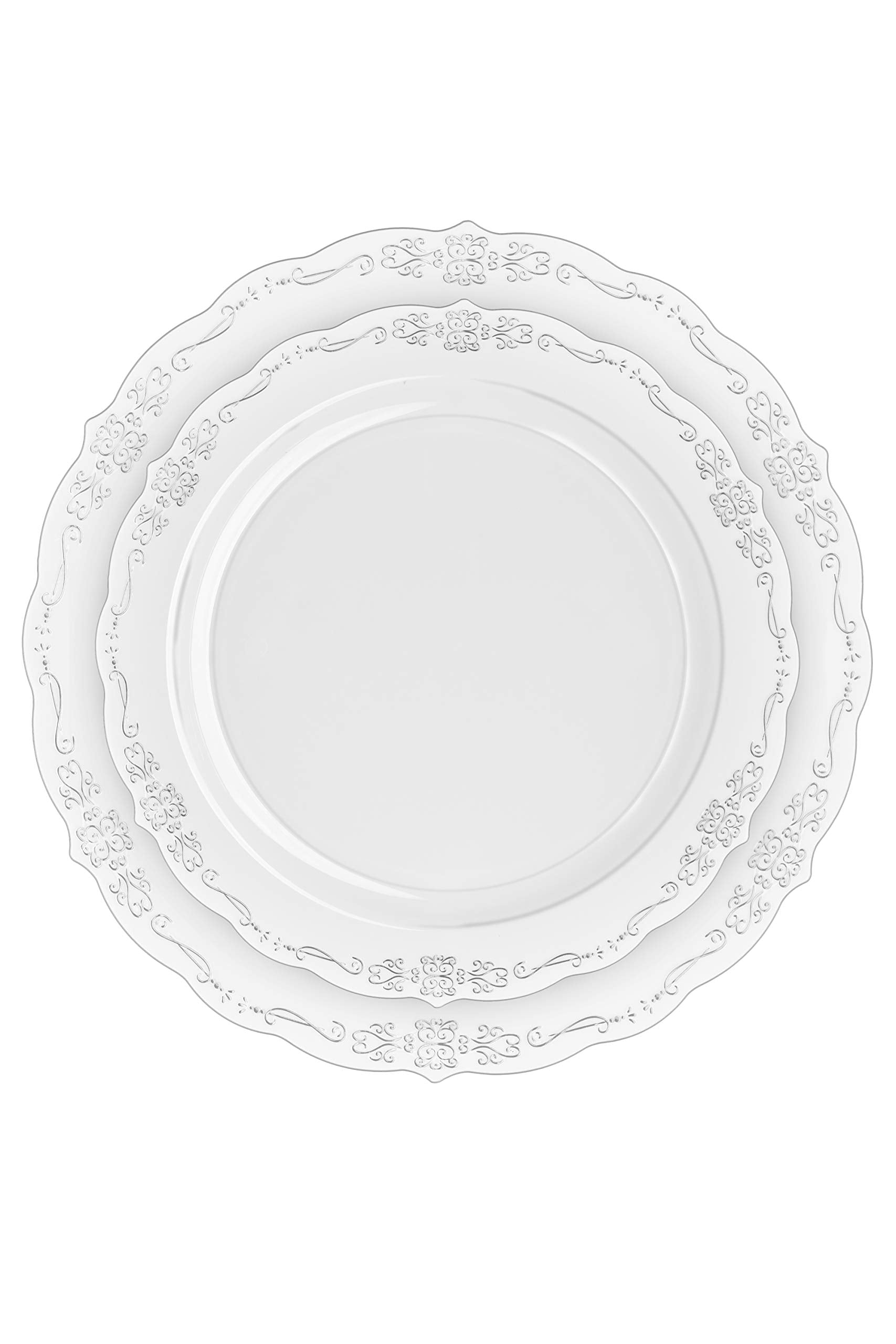 7.5 In. Clear Victorian Design Plates | 20 Count