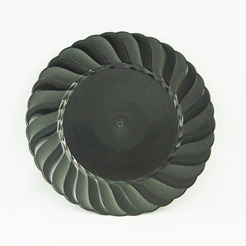 7 In. Black Fluted Plates | 18 Count