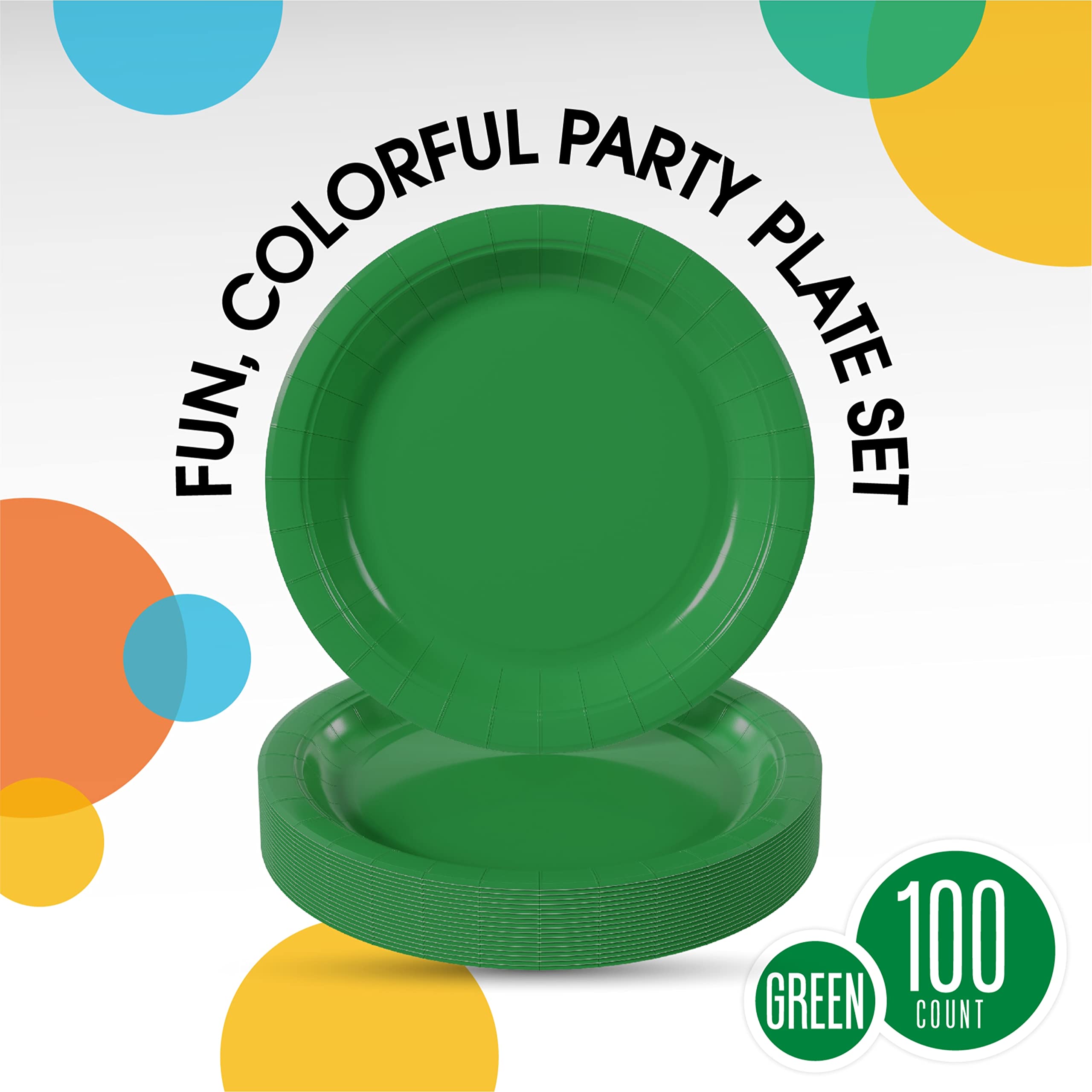 7 In. Emerald Green Paper Plates | 100 Count