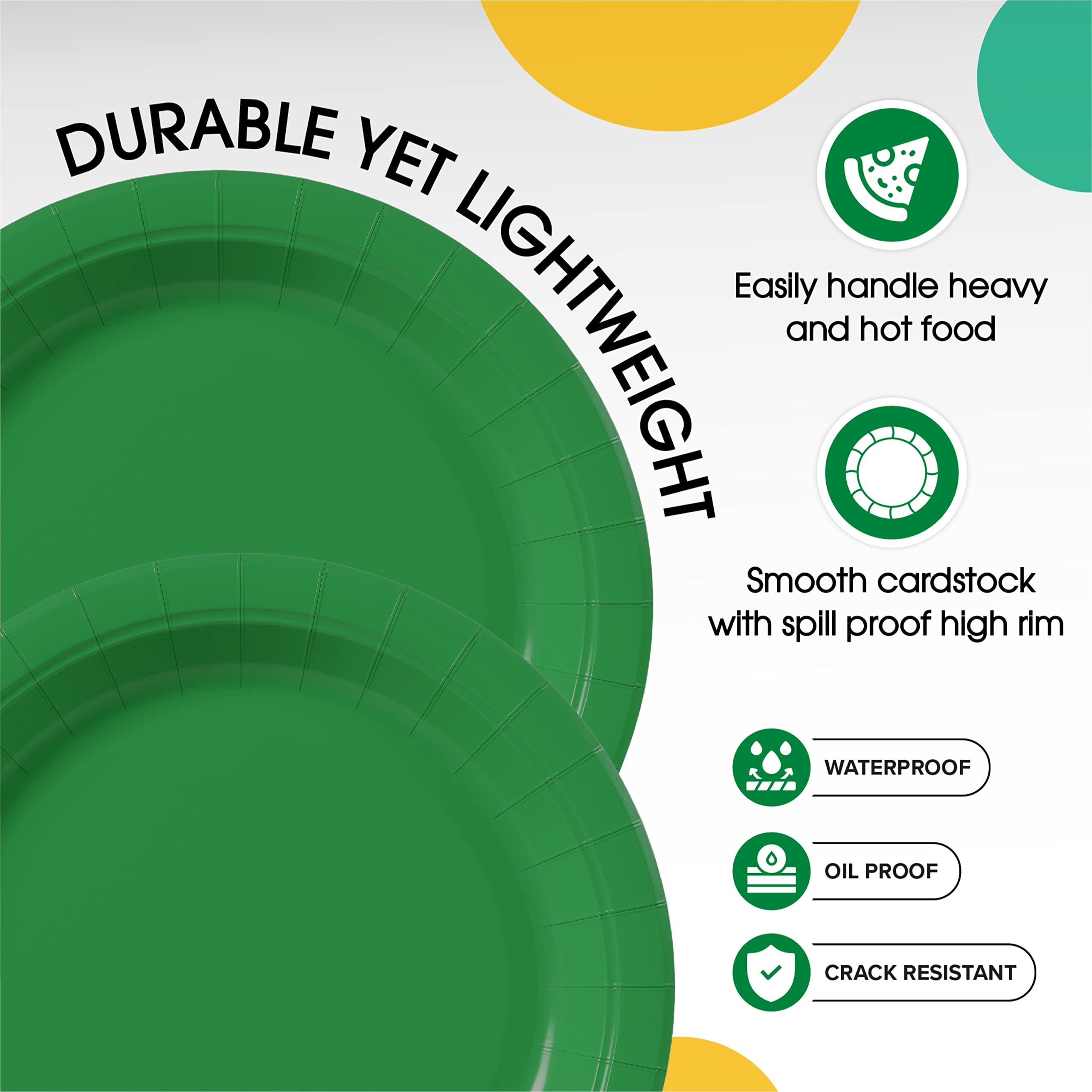 7 In. Emerald Green Paper Plates | Case of 1000