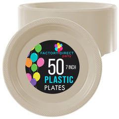 7 In. Ivory Plastic Plates | 50 Count