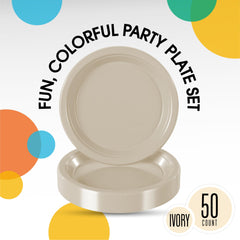 7 In. Ivory Plastic Plates | 50 Count