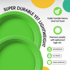 7 In. Lime Green Plastic Plates | 100 Count