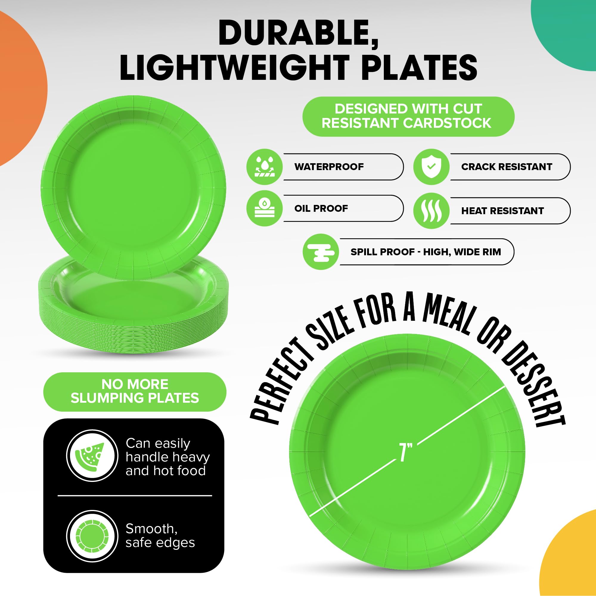 7 In. Lime Paper Plates | 100 Count