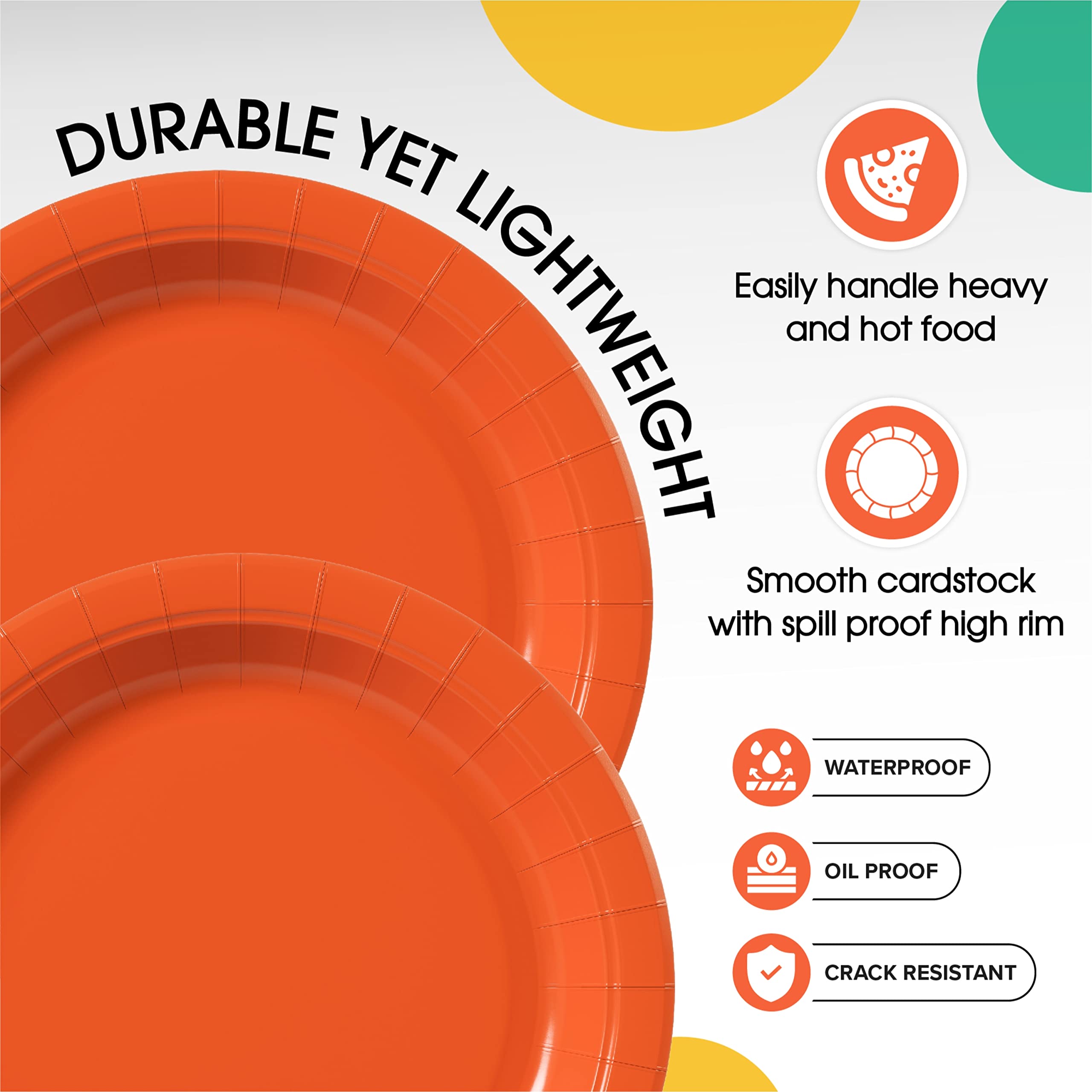 Little Gym - 7 In. Orange Paper Plates | 100 Count