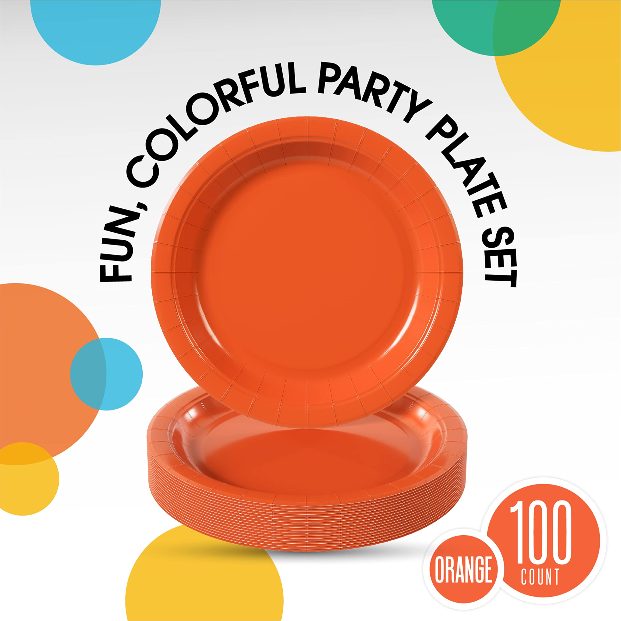 7 In. Orange Paper Plates | 100 Count