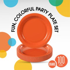 7 In. Orange Paper Plates | 100 Count