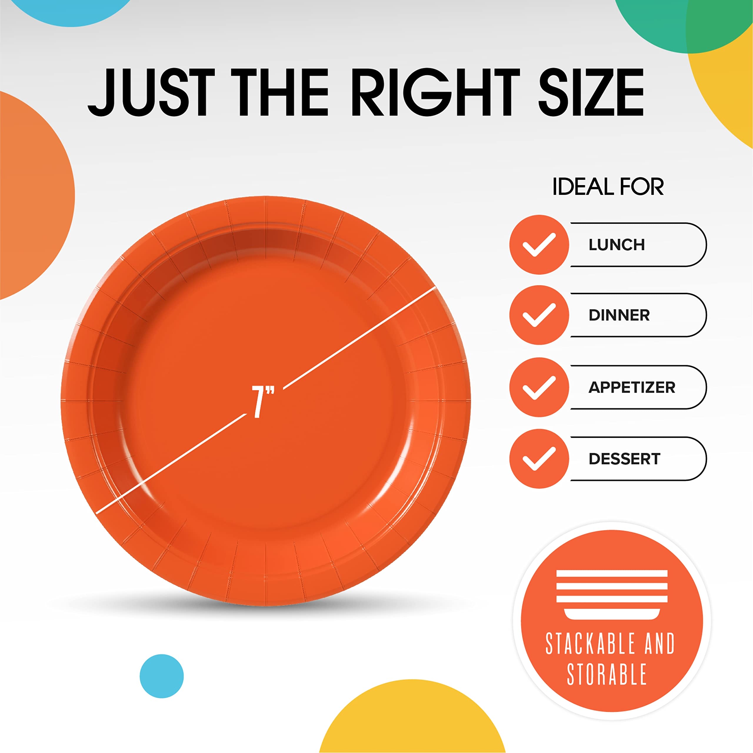 7 In. Orange Paper Plates | Case of 1000