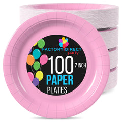 7 In. Pink Paper Plates | 100 Count