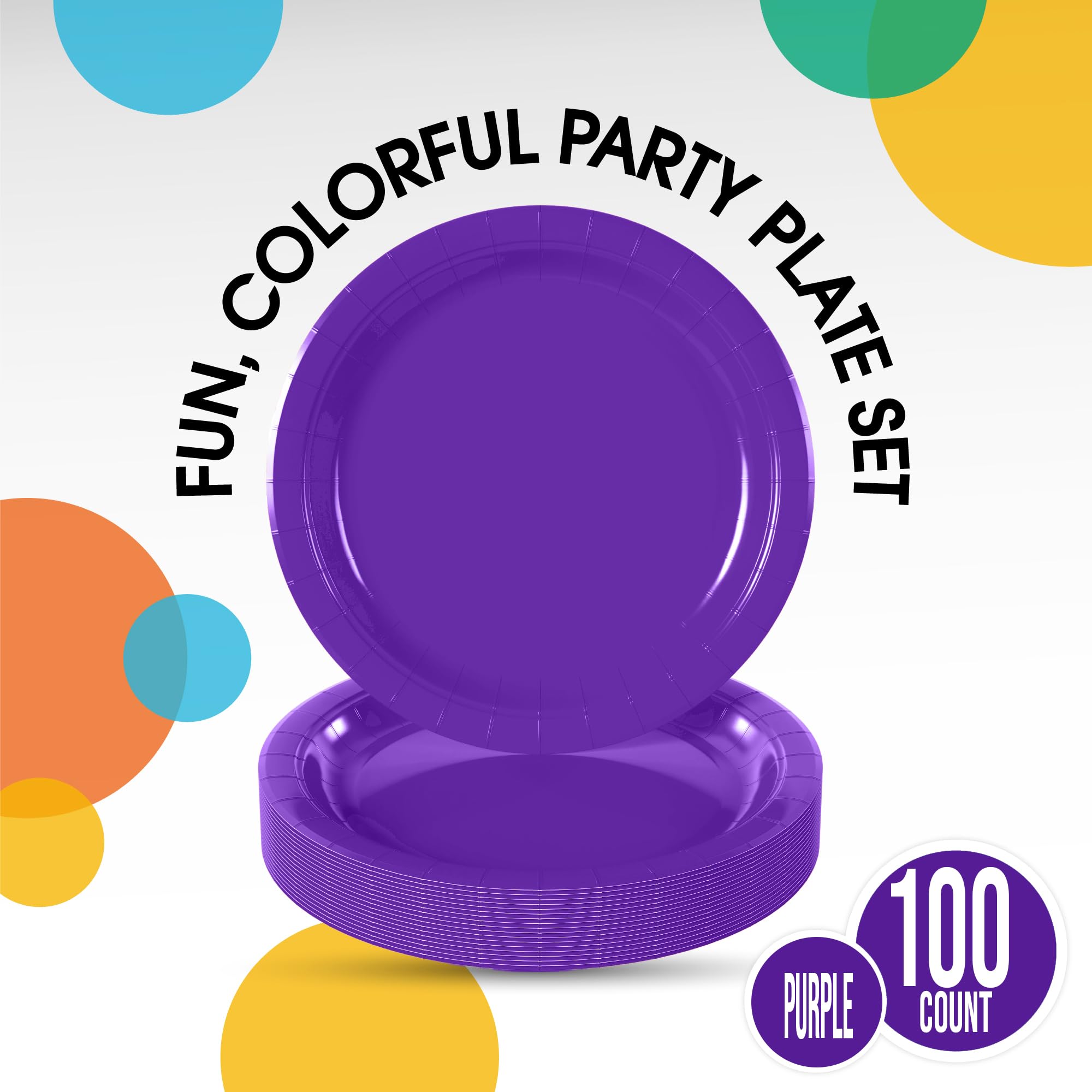 7 In. Purple Paper Plates | 100 Count