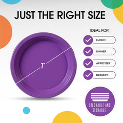 7 In. Purple Plastic Plates | 100 Count