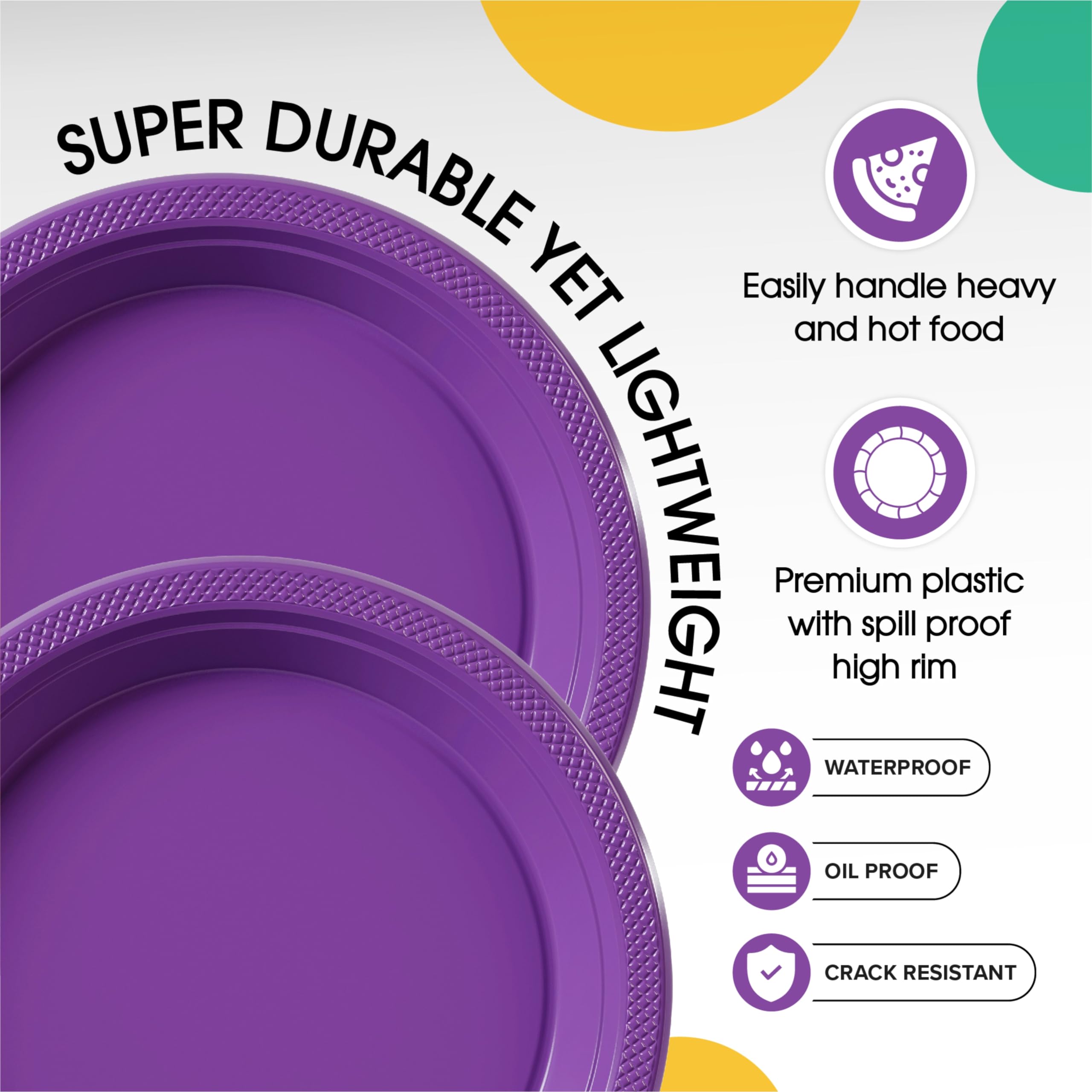 7 In. Purple Plastic Plates | Case of 600