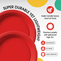 7 In. Red Plastic Plates | 100 Count