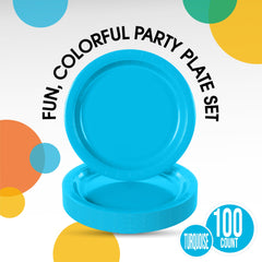 Little Gym - 7 In. Turquoise Paper Plates | 100 Count