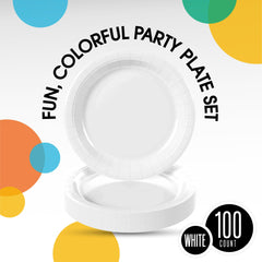 7 In. White Paper Plates | 100 Count