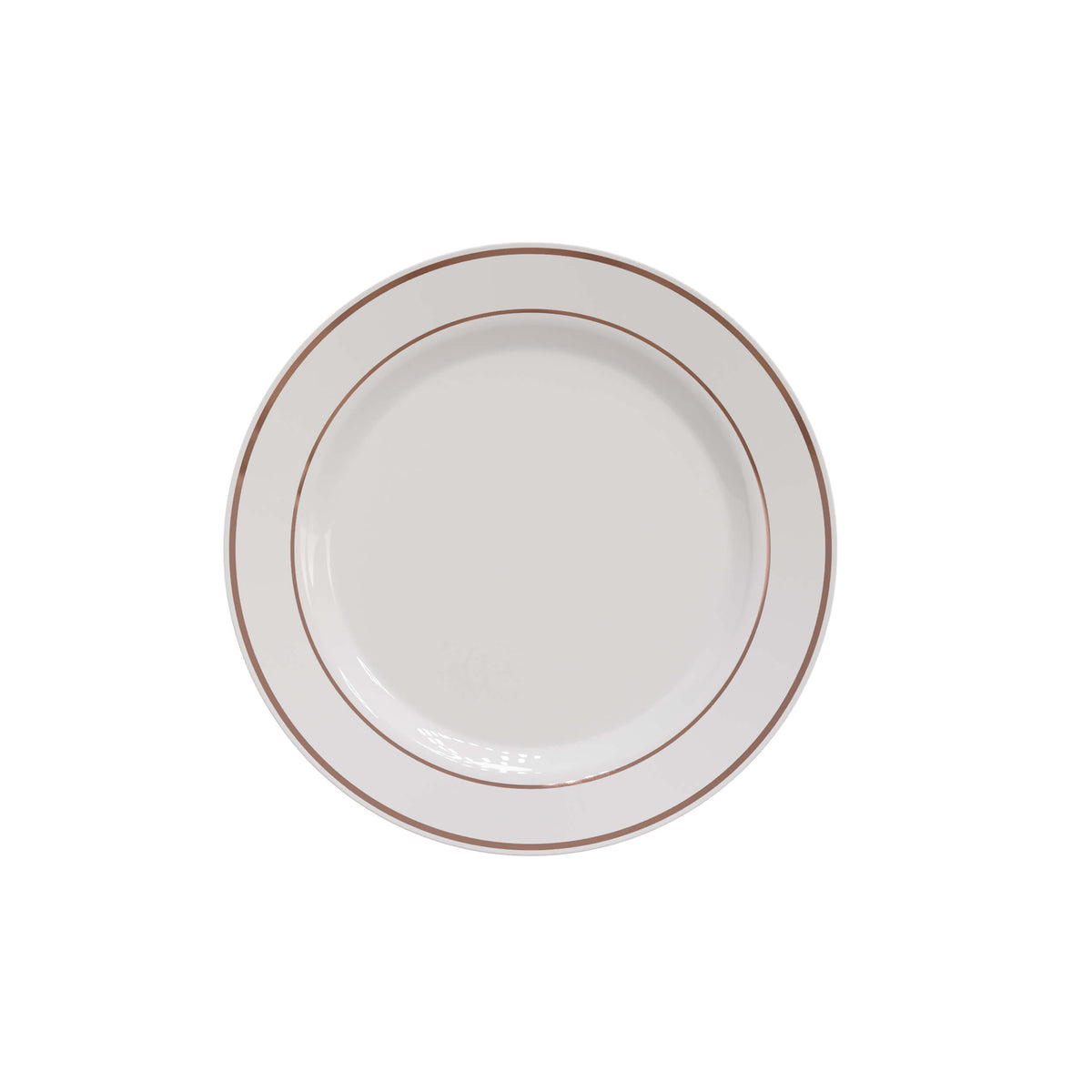 7.5 In. White/Rose Gold Line Design Plates | 10 Count