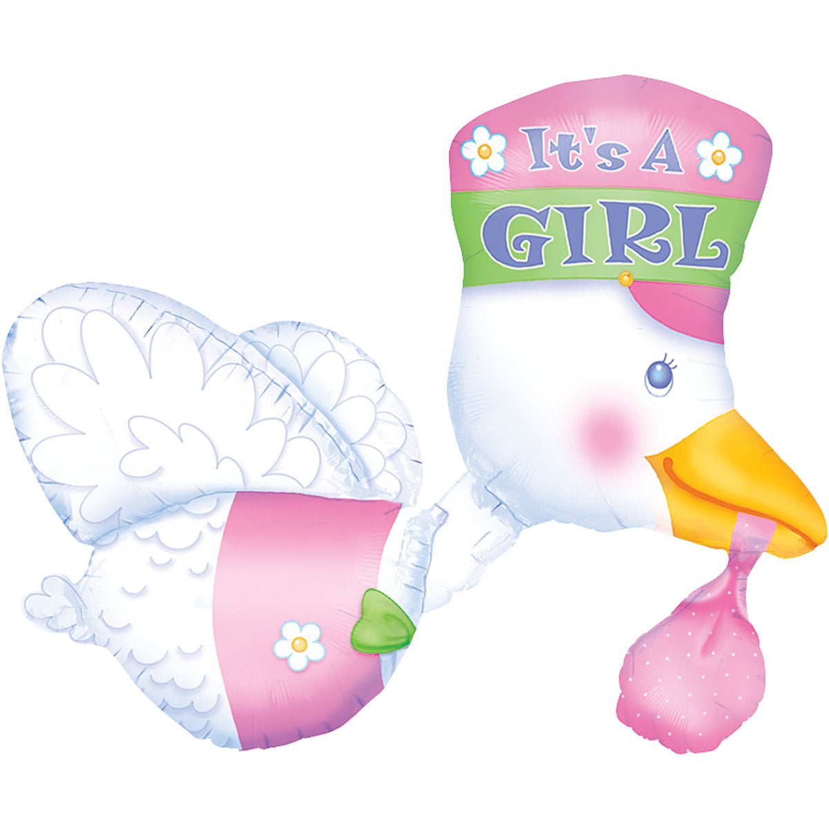 Giant "It's a Girl" Stork Foil Balloon - 26 Inch