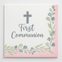 Pink First Communion Beverage Napkins - 40 Pack