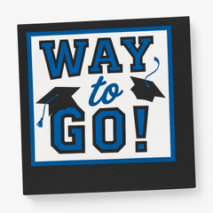 True to Your School "Way to Go!" Graduation Beverage Napkins - Blue, 40-Pack